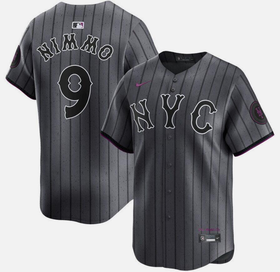 Youth New York Mets #9 Brandon Nimmo Graphite 2024 City Connect Limited Stitched Baseball Jersey